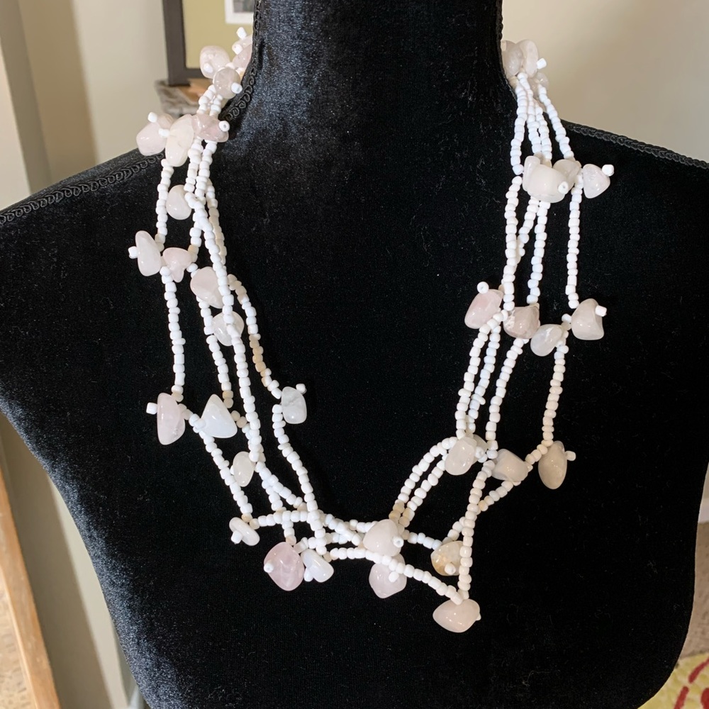 Handmade in Italy Bead and Stone 4 Strand Necklace.